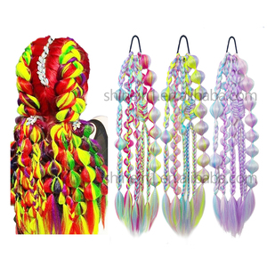Shinein 24 pollici Pre stirato all'uncinetto intrecciato bolla coda di cavallo facile <span class=keywords><strong>trecce</strong></span> Rave sirena capelli colorati extension per le ragazze - Product Image 5