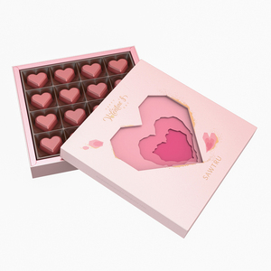 Nuevo diseño Tapa en forma de corazó<span class=keywords><strong>n</strong></span> Base <span class=keywords><strong>N</strong></span> Caja de regalo rígida Tablero gris Incrustaciones Rectangular Caja de chocolate - Product Image 1