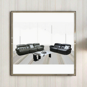 Blaine 1929ชุดโซฟาแบบแบ่งส่วนหนัง PU สีดำ, หรูหราเรียบง่ายทันสมัยเป็นมิตรต่อสิ่งแวดล้อมเฟอร์นิเจอร์ห้องนั่งเล่นสำหรับวิลล่าอพาร์ตเมนต์ - Product Image 3