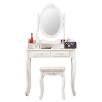 Meilleures Ventes Coiffeuse Moderne en Bois pour Fille, Portable, Blanche, Pliante, avec Miroir Réglable et Tiroirs, pour Chambre