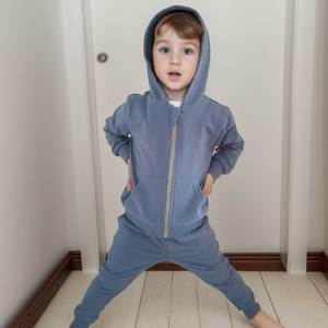 थोक ठोस लंबी आस्तीन कार्बनिक कपास स्पैन्डेक्स फ्रेंच टेरी जिपर कपड़े - Product Image 3