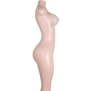 Bikini con diamanti impreziositi scollo all'americana con strass lucidi Performance costumi da bagno a bordo piscina costumi esotici Festival - Product Image 4