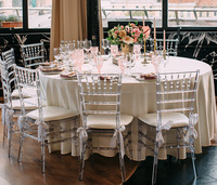 GÜNSTIGER VERKAUFSSCHLAGER Kristall-Chiavari-Hochzeitsstühle Weiße Kunstharz-Stühle für Wohnzimmer, Apartment, Villa und Gewerbenutzung