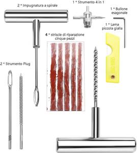 Kit de réparation de pneus d'urgence robuste de 28 pièces pour voiture, camion, SUV, VR - Ensemble de patchs de réparation de crevaison sans chambre à air avec poignée en T - Product Image 2
