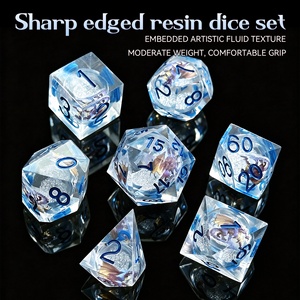Lot de 7 dés polyédriques en résine liquide <span class=keywords><strong>Dragon</strong></span> à bords tranchants pour D&D RPG – Vente en gros - Product Image 1