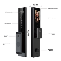 Serrure Intelligente 3D Vertexis à Reconnaissance Faciale et Empreinte Digitale, Interphone WiFi TUYA avec Application, Anti-Vol, Installation Facile, Classe C, Cloud, Bois/Autre