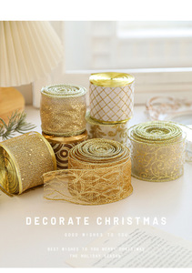Cinto de Poliéster Grosso com Fio de Ferro para Decoração de Árvore de Natal, Laço de Seda Estampado para Presente - Direto da Fábrica - Product Image 6