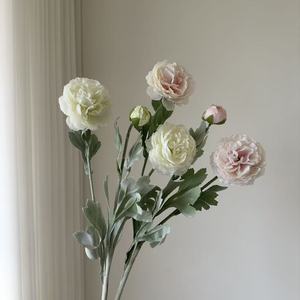Bouquet de fleurs artificielles Junheyuan, 3 têtes de pivoines en soie floquée, décoration de bureau - Product Image 1