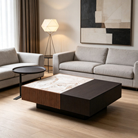 Table basse carrée de luxe italienne avec matériau en bois écologique, design minimaliste pour le salon, décoration de meubles de maison