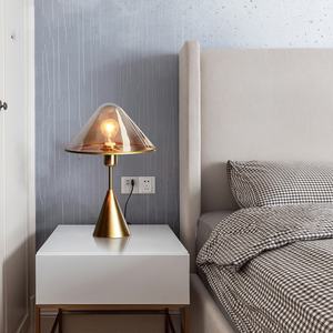 New Style Nordic <b>Vintage</b> Decorative Bedside Modern Mood Glass Metal Gold Mushroom <b>Table</b> <b>Lamp</b> for Study Desk - Product Image 1