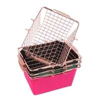 Panier de courses moderne en fil métallique rose, durable et écologique, avec 2 poignées, sac de rangement en tissu pour cosmétiques de vente au détail