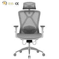 Chaise de bureau ergonomique moderne en gros, nouveau fabricant de meubles, appui-tête réglable, chaise relevable avec mousse en tissu