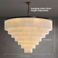 Lustre LED en laiton massif et albâtre avec angle de faisceau de 360° pour villa, duplex, loft, luminaire suspendu moderne pour salle à manger et pièces à haut plafond