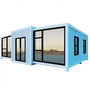 Verkaufsschlager Holzmaserung Farbe vorgefertigtes modernes modulares Wohnen Luxus-Containerhaus
