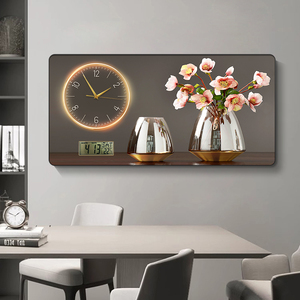 Moderno Quadro da Parete in Porcellana Cristallina con Stampa Floreale e Orologio con Calendario Perpetuo per Decorazione Ristorante - Product Image 2