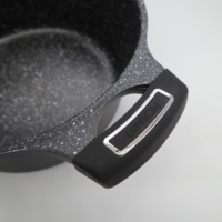 Casserole de luxe en aluminium moulé sous pression de 24 cm, revêtement antiadhésif en marbre et granit, double poignée, fond à induction, couvercle en verre, lave-vaisselle
