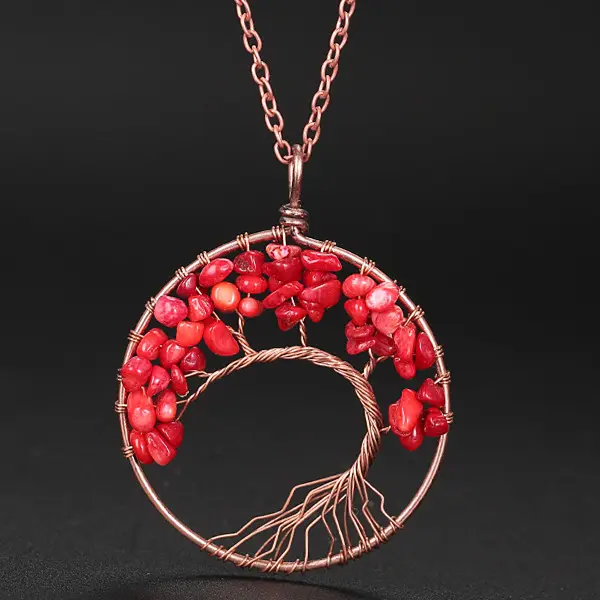 Baum des Lebens Anhänger Bronzed Kette Halskette Quarz steine Gesundheit Mode Kupfer Quanten anhänger