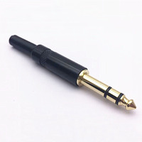 6.35mm TRS double prise noire 2 pôles stéréo 1/4 pouces prise mâle connecteur à souder métal plaqué or guitare Microphone prise mélangeur