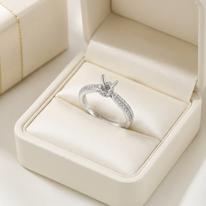 Proveedor de Hong Kong, Anillo de Compromiso y Matrimonio de Oro Blanco Sólido de 18K con Diamantes Naturales Reales, Anillo Apilable para Pareja - Product Image 6
