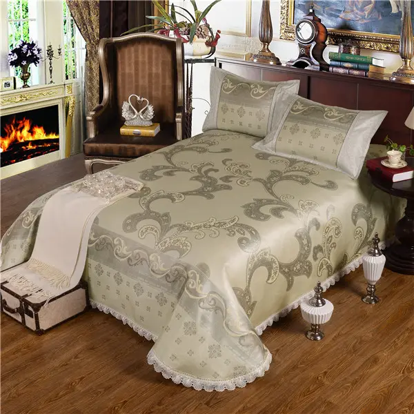 Eropa Kuno Elegan Perak Hijau Pendingin Tempat Tidur Set/Pendingin Es Sutra Tidur Tempat Tidur Set/Pendinginan Tidur Pad Pendingin bed Cover