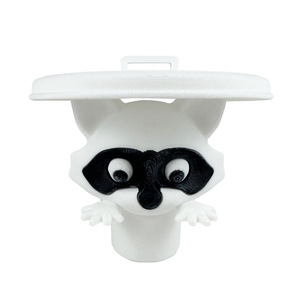 Portarotolo di carta igienica a forma di procione, in plastica, rotondo, creativo, da parete, senza foratura, accessorio per il bagno - Product Image 4