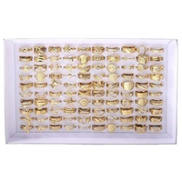 Magnifique coffret de bagues en acier inoxydable plaqué or, style rétro ajouré, taille ajustable, pour accessoires de mode
