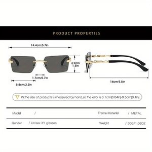 <span class=keywords><strong>Occhiali</strong></span> <span class=keywords><strong>da</strong></span> <span class=keywords><strong>Sole</strong></span> Unisex di Lusso Senza Montatura Neri e Dorati con Stampa Leopardata - Protezione UV400, Lenti Rettangolari <span class=keywords><strong>Sottili</strong></span>, Design Elegante - Product Image 2