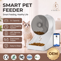 Distributeur de nourriture pour animaux de compagnie en acier inoxydable 3L, type roue Ferris à gravité, double alimentation, alerte de manque de nourriture via Wi-Fi pour les animaleries