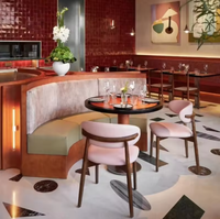 Ensemble de mobilier de restaurant de luxe, table en bois courbée avec chaises en bois de frêne pour restaurant italien, café, restaurant chinois