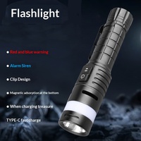 Nouvelle lampe torche d'alarme transfrontalière rechargeable par USB en alliage d'aluminium, multifonctionnelle, avec fonction de batterie externe et portée de 500 m