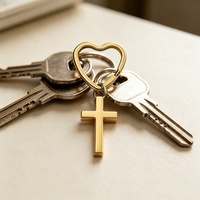 Edelstahl Herz-Schlüsselanhänger Kreuz-Schlüsselanhänger Personalisierter Religiöser Christlicher Gebets-Kreuzanhänger Schlüsselanhänger