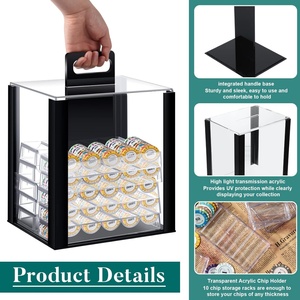 High Quality Portable Clear Customizable Luxury Ept Poker Chips Acrylic Storage <b>Box</b> 100 PCS - Product Image 2
