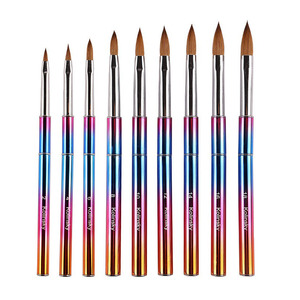 Nanchang Faria Kolinsky cepillo para uñas #8 personalización Mango de metal iridiscente Kolinsky acrílico cepillo para uñas tamaño 2 - Product Image 1