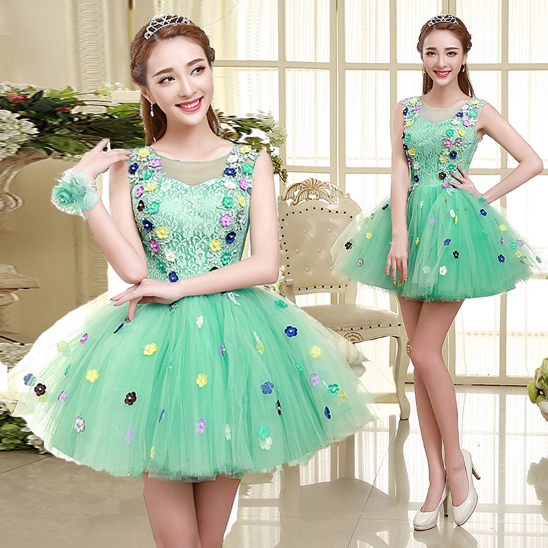 Mesh New Host Performance Short Umbrella Princess Dress Birthday Banquet  Performance Evening Dress for Women| Alibaba.com