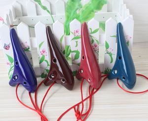 Ocarina en céramique à 6 trous, faite à la main, finition brillante, jouet musical pour les amateurs de musique, instrument folklorique chinois - Product Image 2