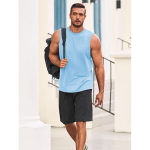 2025 hommes sans manches débardeurs été athlétique Muscle chemise pour entraînement décontracté plage T-Shirts capuche col musculation Style - Product Image 4