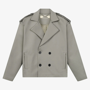 <b>Men</b> Cropped <b>Trench</b> Jacket Double Breasted Lapel <b>Short</b> <b>Coat</b> Casual Loose Fit Fashion Outerwear For Autumn Spring - Product Image 5