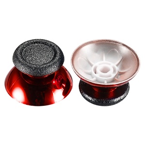 Extremerate chroming Red & đen tùy chỉnh thay thế Analog đen cao su thumbsticks Tương thích với PS4 điều khiển - Product Image 3