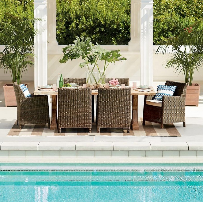 Outdoor garden rattan dining table and chairs set furniture sale