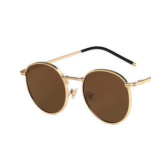 Nouvelles lunettes de soleil rondes tendance rétro en métal pour visage fin - Product Image 5