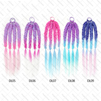 Extensions de cheveux synthétiques colorées pour filles de 24 pouces, postiches pour enfants, extensions de queue de cheval tressées en nattes de poisson, vente en gros