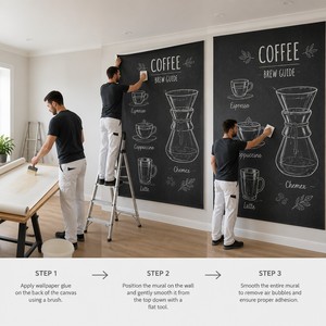 Carta da Parati Artistica Personalizzata Effetto <span class=keywords><strong>Lavagna</strong></span> per Caffè, Ristoranti e Cucine - Murale su Tela a Olio <span class=keywords><strong>con</strong></span> Portafiltro e Chemex - Product Image 5