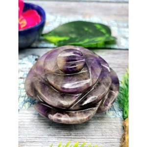 Tallados de flores de rosa tallados a mano con piedra amatista - cristal/piedra preciosa/reiki/chakra - UNA PIEZA SOLA - 2.8 pulgadas y 180 gramos - Product Image 1