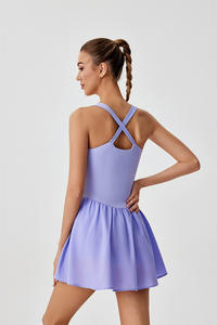 فساتين رياضية للجولف للسيدات رقبة مربعة ملابس تنس مع شورت مدمج فساتين رياضية فستان تمرين للتزلج ملابس للجولف - Product Image 5