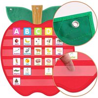 Organizador de Bolsillo con Forma de Manzana, Tamaño Personalizable, de Poliéster, Herramienta de Enseñanza para el Aula, Aprendizaje de Idiomas, Material Escolar para Niños