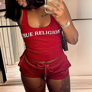 Abito estivo stampato alla moda europeo <span class=keywords><strong>e</strong></span> americano 2024 per donna Top <span class=keywords><strong>Blazer</strong></span> <span class=keywords><strong>e</strong></span> pantaloni con gilet <span class=keywords><strong>e</strong></span> Shorts da un Set con tasca - Product Image 1