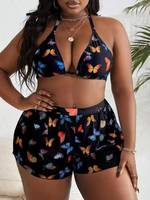 Maillot de bain personnalisé pour femmes grandes tailles, short de bain floral, anti-UV, séchage rapide, tankinis grandes tailles, autres tankinis courts, vêtements de bain