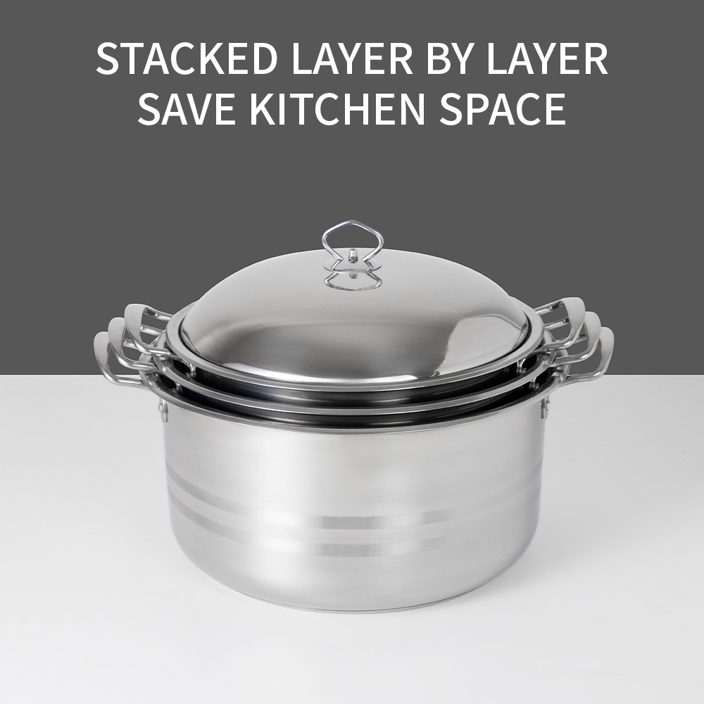 Yurtrain Hot Selling 3-Piece Metal Stainless Steel Cooking Pot Set Induction Cooker Modern Luxury Design Dishwasher Safe Large · image 4