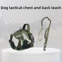 Laisse tactique pour chien avec poignée renforcée, en nylon extensible, avec bande réfléchissante sur la poitrine et le dos pour une meilleure adhérence.