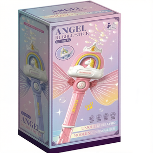 Varita de burbujas automática de plástico con alas de ángel para niñas, caballo mágico de princesa de hadas portátil con luz y música - Product Image 3